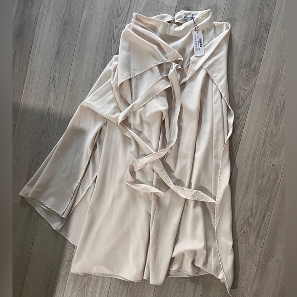 Andrea Iyamah Women's Cream Cotton Wide-Leg Tie Front Palazzo Pants Sz S NEW - Picture 4 of 6